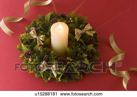 Stock Image - Christmas Candle. Fotosearch