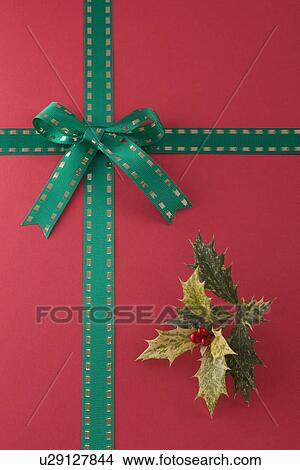 Holly and Ribbon View Large Photo Image Picture - Holly and Ribbon. Fotosearch