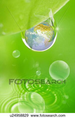 Stock Photo - Lohas, Environmental Conservation, Digitally generated image of drops and rippled. Fotosearch