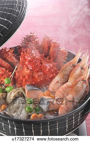 Boiled seafood in pot View Large Photo Image Picture - Boiled seafood in pot. Fotosearch