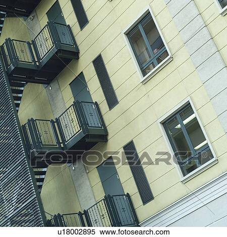 Fire escapes on an office building in Osaka, Japan View Large Photo Image Stock Photography - Fire escapes on an office building in Osaka, Japan. Fotosearch
