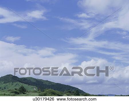 Stock Photograph - Green field and sky. Fotosearch