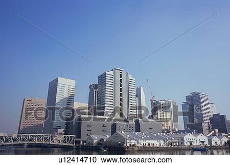 Stock Image - High buildings in Tennoz Isle, Tokyo, Japan. Fotosearch