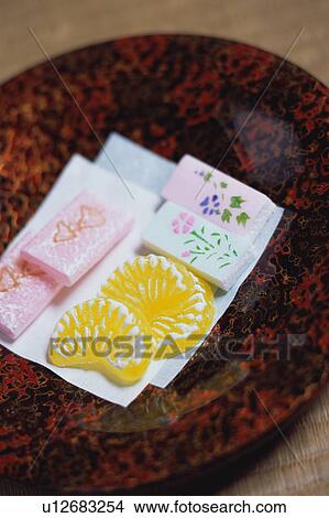 Picture - Japanese sweets on a plate. Fotosearch