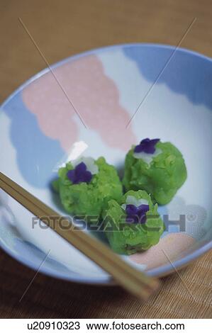 Stock Image - Japanese sweets on a plate. Fotosearch
