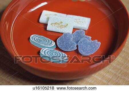 Japanese sweets on a plate View Large Photo Image Stock Photo - Japanese sweets on a plate. Fotosearch