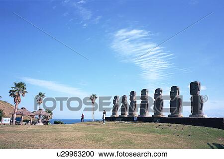 Stock Image - Moai Statue, Miyazaki Prefecture, Japan. Fotosearch