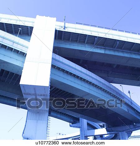 Stock Image - Motorway overpass in Osaka, Japan. Fotosearch