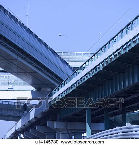 Stock Image - Motorway overpass in Osaka, Japan. Fotosearch
