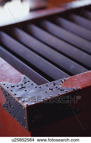 Picture - Offering box in a shrine, Asakusa, Tokyo, Japan. Fotosearch