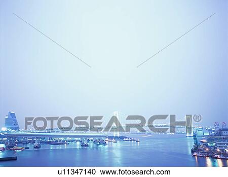 Stock Image - Rainbow Bridge at night. Fotosearch