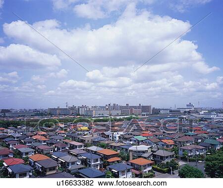 Stock Image - Residential district in Japan. Fotosearch