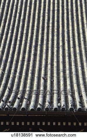 Stock Image - Roof of Higashi Honganji Temple, Kyoto Prefecture, Japan. Fotosearch