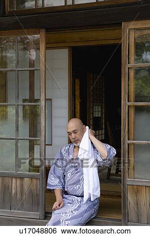 Senior man wearing yukata View Large Photo Image Stock Photograph - Senior man wearing yukata. Fotosearch
