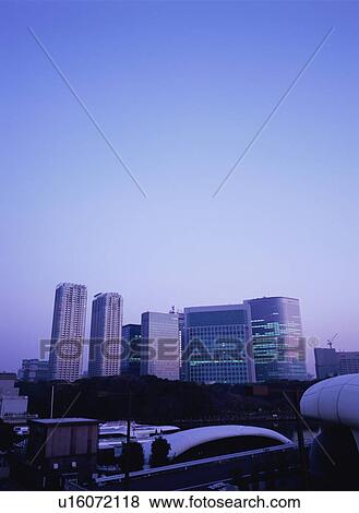 Stock Photo - Skyscrapers in Shiodome, Tokyo. Fotosearch