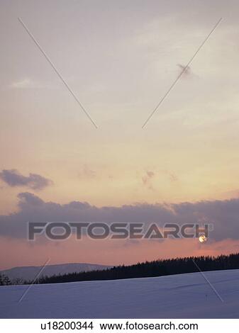 Picture - Snow-covered field in Hokkaido, Japan. Fotosearch