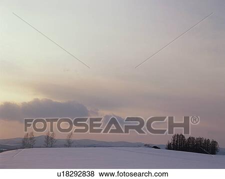 Snow-covered field in Hokkaido, Japan View Large Photo Image Stock Photo - Snow-covered field in Hokkaido, Japan. Fotosearch