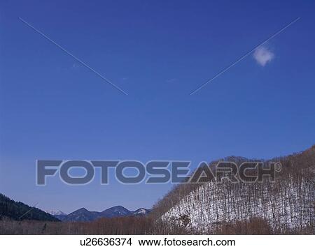 Picture - Snowcapped mountain in Nagano Prefecture, Japan. Fotosearch