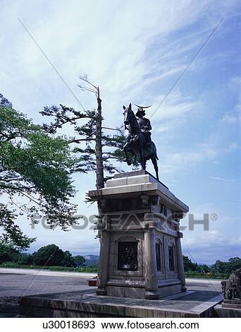 Statue of Masamune Date in Sendai, Miyagi Prefecture, Japan View Large Photo Image Stock Image - Statue of Masamune Date in Sendai, Miyagi Prefecture, Japan. Fotosearch
