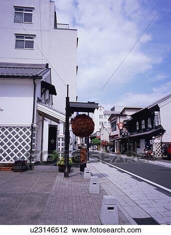 Stock Image - Street in Matsumoto City, Nagano Prefecture, Japan. Fotosearch