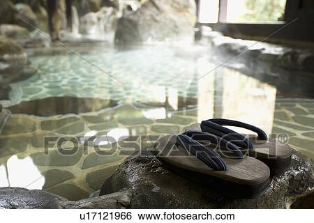 Geta sandals on the rock, hot spring, high angle view, close up, differential focus, Japan View Large Photo Image Stock Photograph - Geta sandals on the rock, hot spring, high angle view, close up, differential focus, Japan. Fotosearch