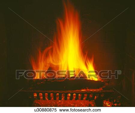 Fire in fireplace View Large Photo Image Stock Photography - Fire in fireplace. Fotosearch