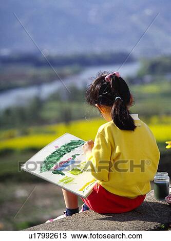 Stock Image - Girl sketching. Fotosearch