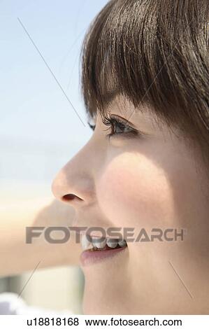 Happy woman smiling View Large Photo Image Stock Photo - Happy woman smiling. Fotosearch