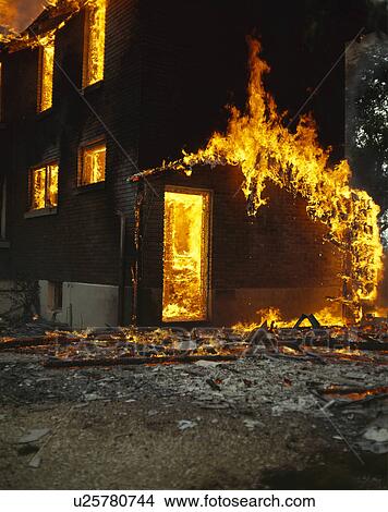 Picture - House fire. Fotosearch