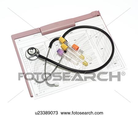 Stock Image - Medical chart and stethoscope. Fotosearch