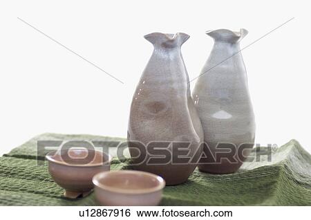 Stock Photograph - Sake bottles. Fotosearch