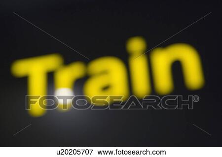 Close-up of an airport train sign View Large Photo Image Stock Photo - Close-up of an airport train sign. Fotosearch