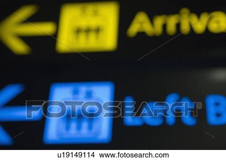 Close-up of information signs at an airport View Large Photo Image Picture - Close-up of information signs at an airport. Fotosearch