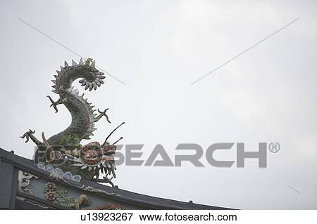 Stock Photo - Low angle view of a dragon sculpture in a temple. Fotosearch