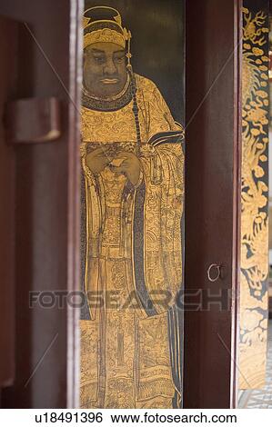 Stock Photograph - Painting of a person in a temple. Fotosearch