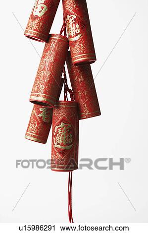 Stock Image - Close-up of Chinese fire crackers. Fotosearch