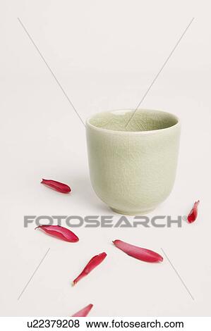 Flower petals near a tea cup View Large Photo Image Stock Photo - Flower petals near a tea cup. Fotosearch