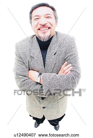 Stock Photo - Clipping Path, Portrait, Formal Clothing, Gray Hair, Asian Ethnicity, Goatee. Fotosearch