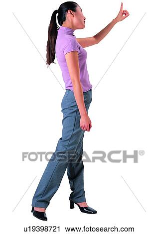 Stock Image - Looking Up, Cut Out, Asian Expression, Black Hair. Fotosearch