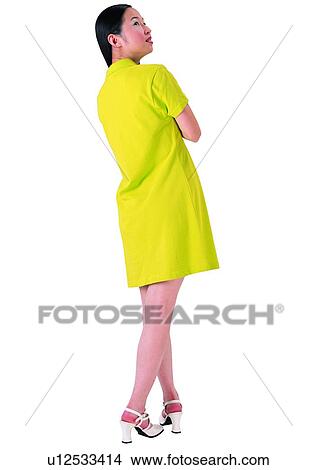 Picture - Standing, One Young Woman Only, Indoor, Cut Out. Fotosearch