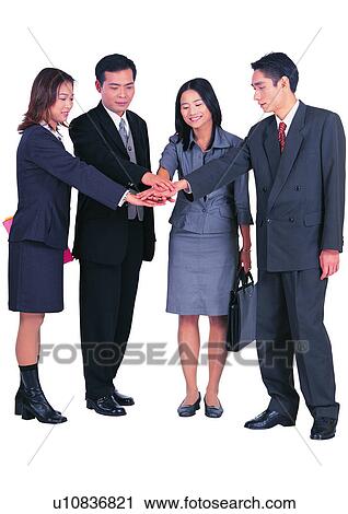 Stock Image - Businessmen, Clipping Path, Smiling, Indoor, Teamwork, File, Standing. Fotosearch