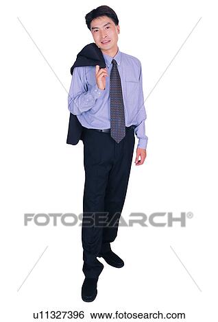 Stock Photograph - Clipping Path, Indoor, Standing, Business Culture, White Background. Fotosearch