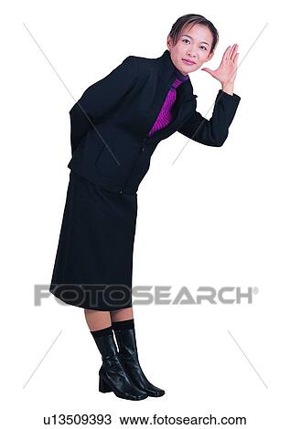 Stock Image - Cut Out, Asian Ethnicity, Businesswoman, Portrait, Boots, Formal Clothing. Fotosearch