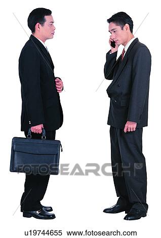 Stock Photography - Standing, Asian, Business Culture, Briefcase, Businessmen. Fotosearch