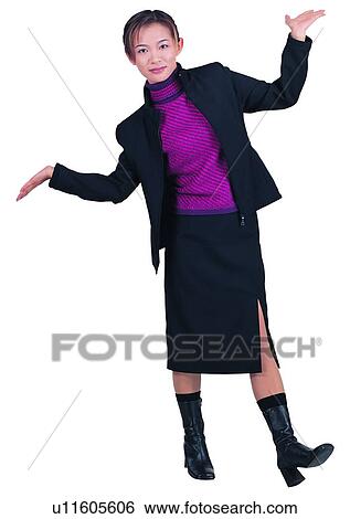 Stock Photograph - White Background, Work, Standing, Business Culture, Cut Out. Fotosearch