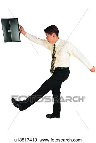 Stock Image - Work, Indoor, White Background, One Person, Business, Black Hair. Fotosearch