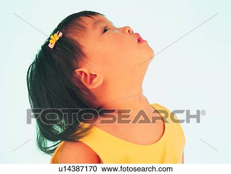 Stock Image - child, toddler, Asian, looking, lovely, girl. Fotosearch