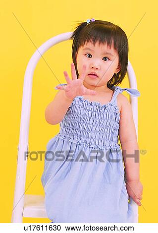 Stock Image - girl, cute, child, Asian, toddler, baby. Fotosearch