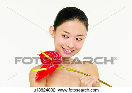 Stock Image - Beauty And Fruits, Beauty & Fruits, Beauty, Black Hair, Close-Up. Fotosearch