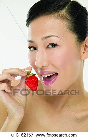 Fruit, Eastern, Strawberry, One Person, Hair Part, Red View Large Photo Image Stock Photo - Fruit, Eastern, Strawberry, One Person, Hair Part, Red. Fotosearch